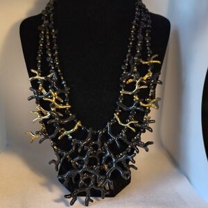 Chic Black and Gold Coral Necklace